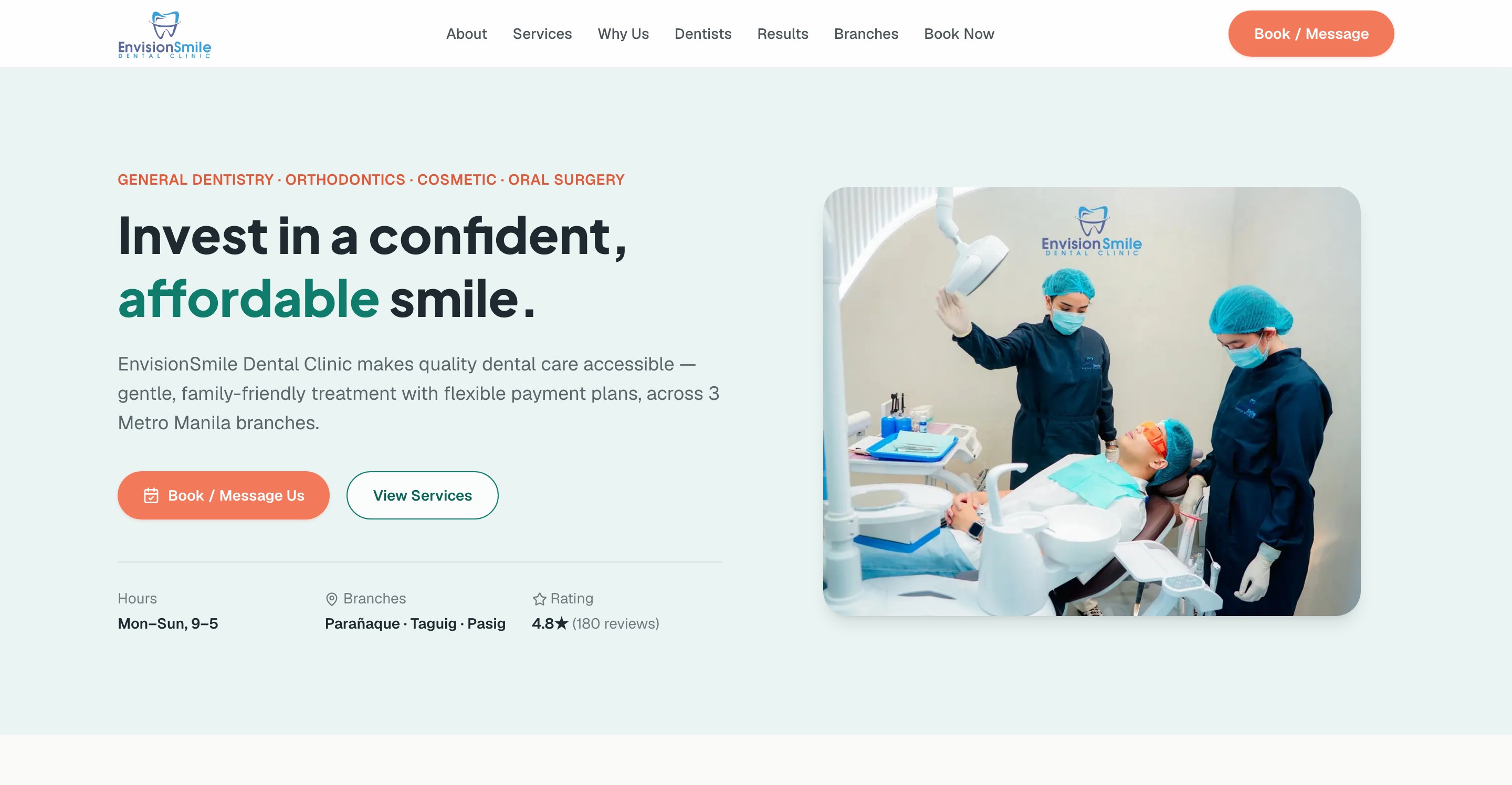 EnvisionSmile Dental Clinic website